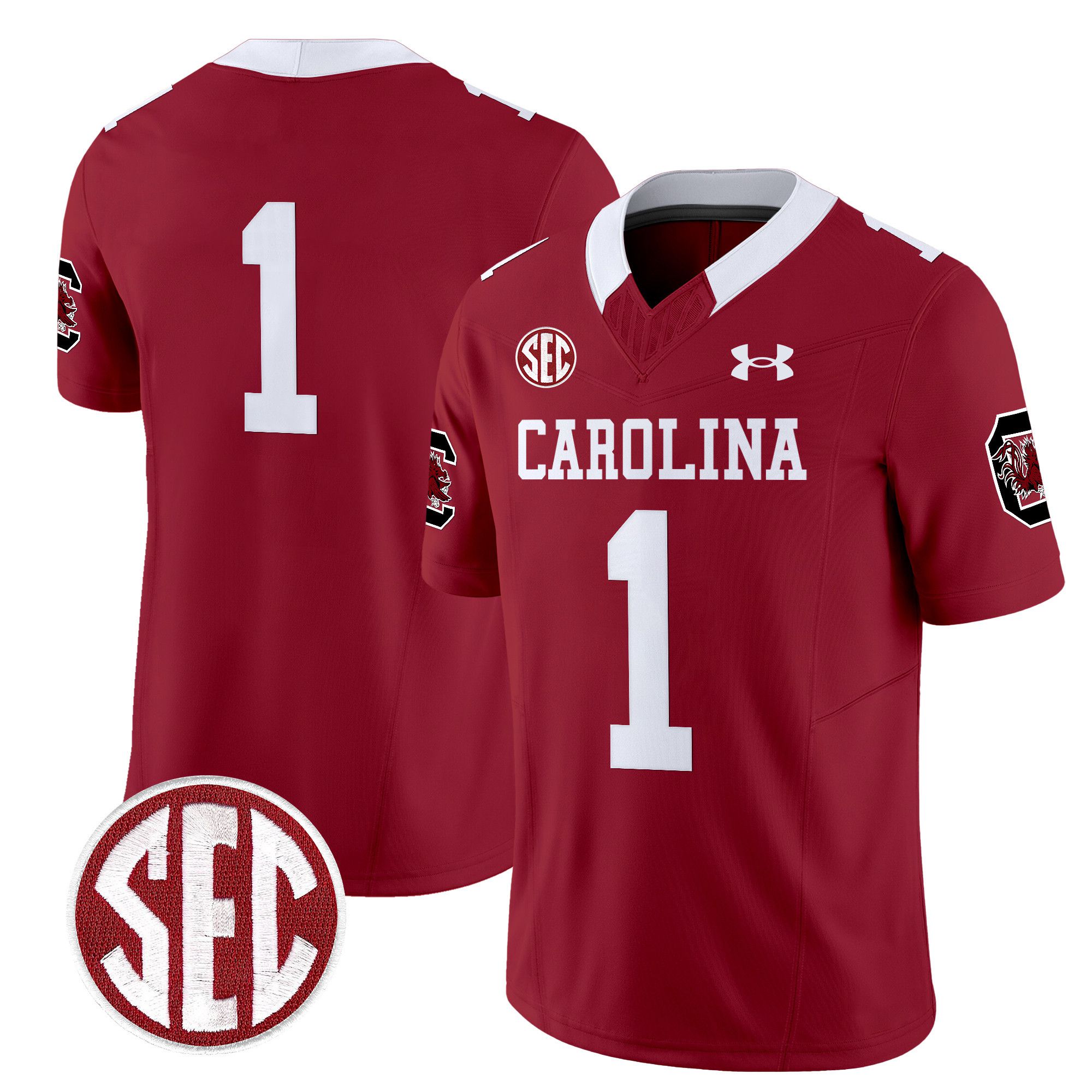 Men South Carolina Gamecocks #1 No Name Red 1980 Throwback Vapor Limited 2024 NCAA Jersey